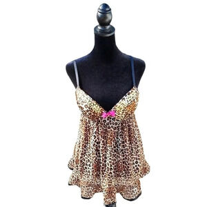 True Desire Womens Leopard Print Lingerie in Medium